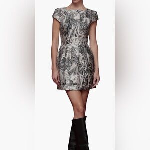 Avec Les Filles Toile Fir & Flare Cap-Sleeve Mini Dress